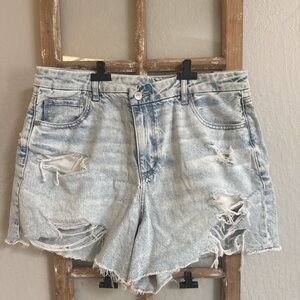 American Eagle Outfitters Faded Blue Ripped Jean Shorts